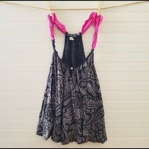 Splendid Navy Paisley Tank - medium pink straps
